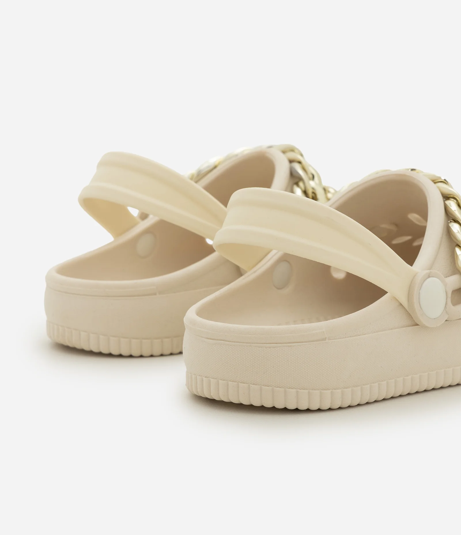 Sandália Babuche Infantil com Pins e Corrente – Tam 28 a 35 Off White 2