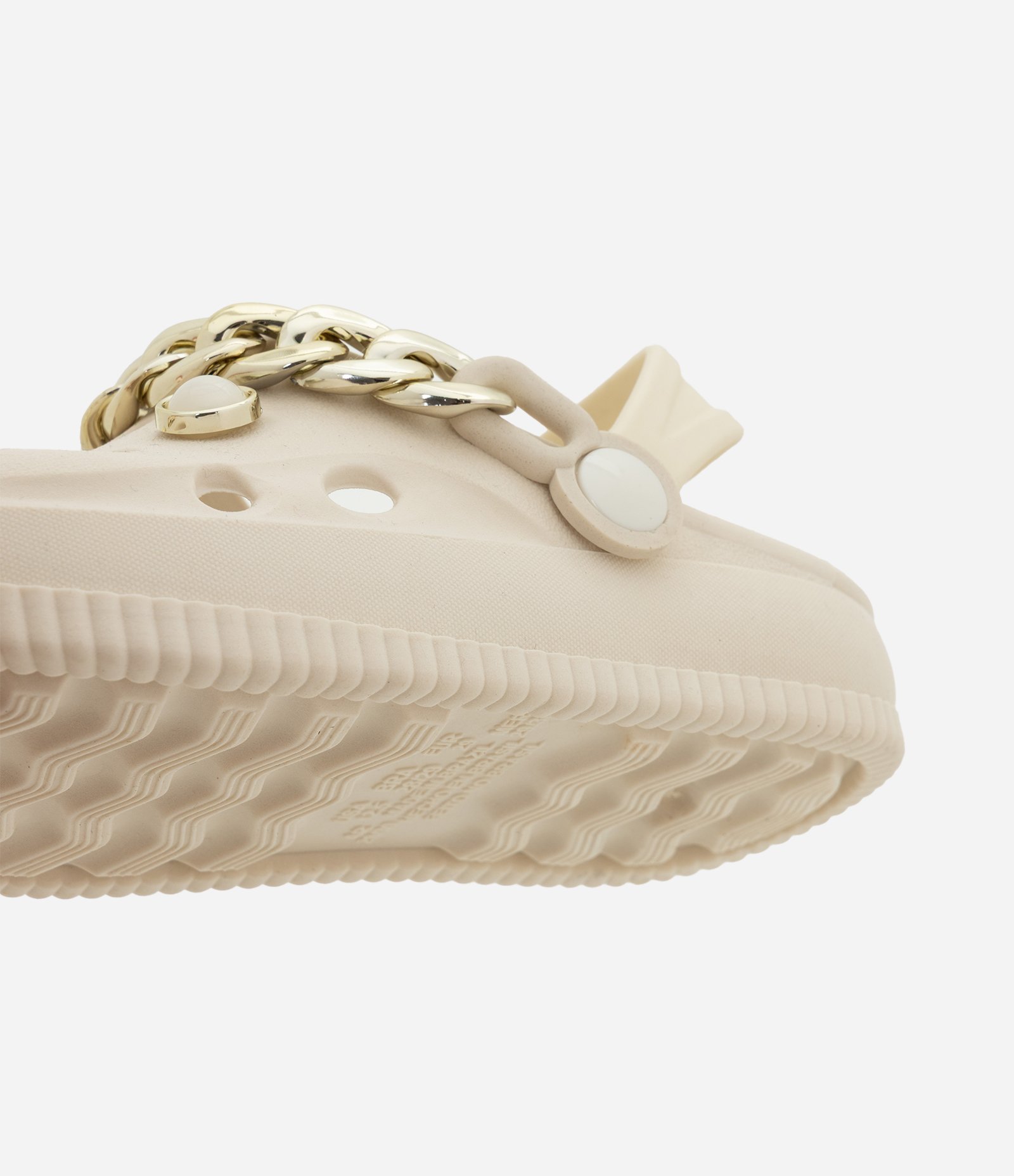 Sandália Babuche Infantil com Pins e Corrente – Tam 28 a 35 Off White 3