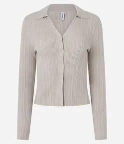 Blusa Polo em Viscose Canelada com Botões