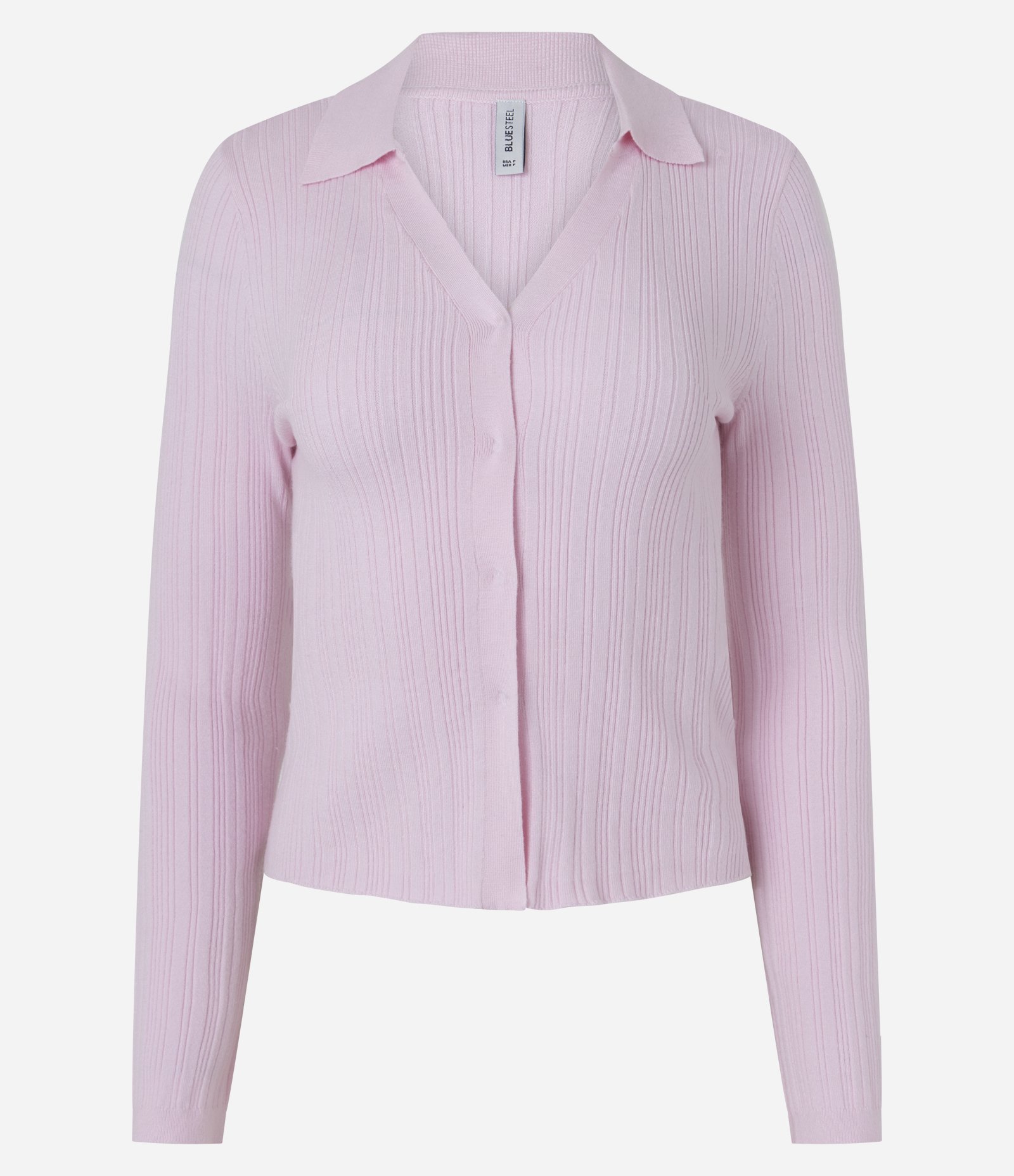 Blusa Polo em Viscose Canelada com Botões Rosa 1