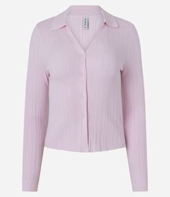Blusa Polo em Viscose Canelada com Botões