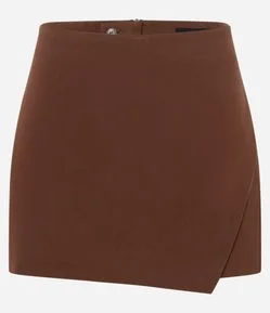 Short Saia em Bengaline com Recorte Frontal