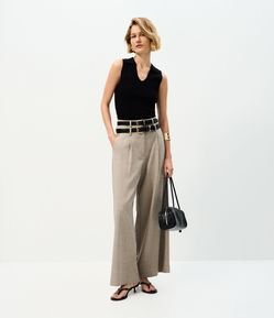 Calça Pantalona Alfaiatada com Cós Duplo Removível
