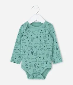 Body Bebê Manga Longa Urso e Dinos - Tam 0 a 18 meses