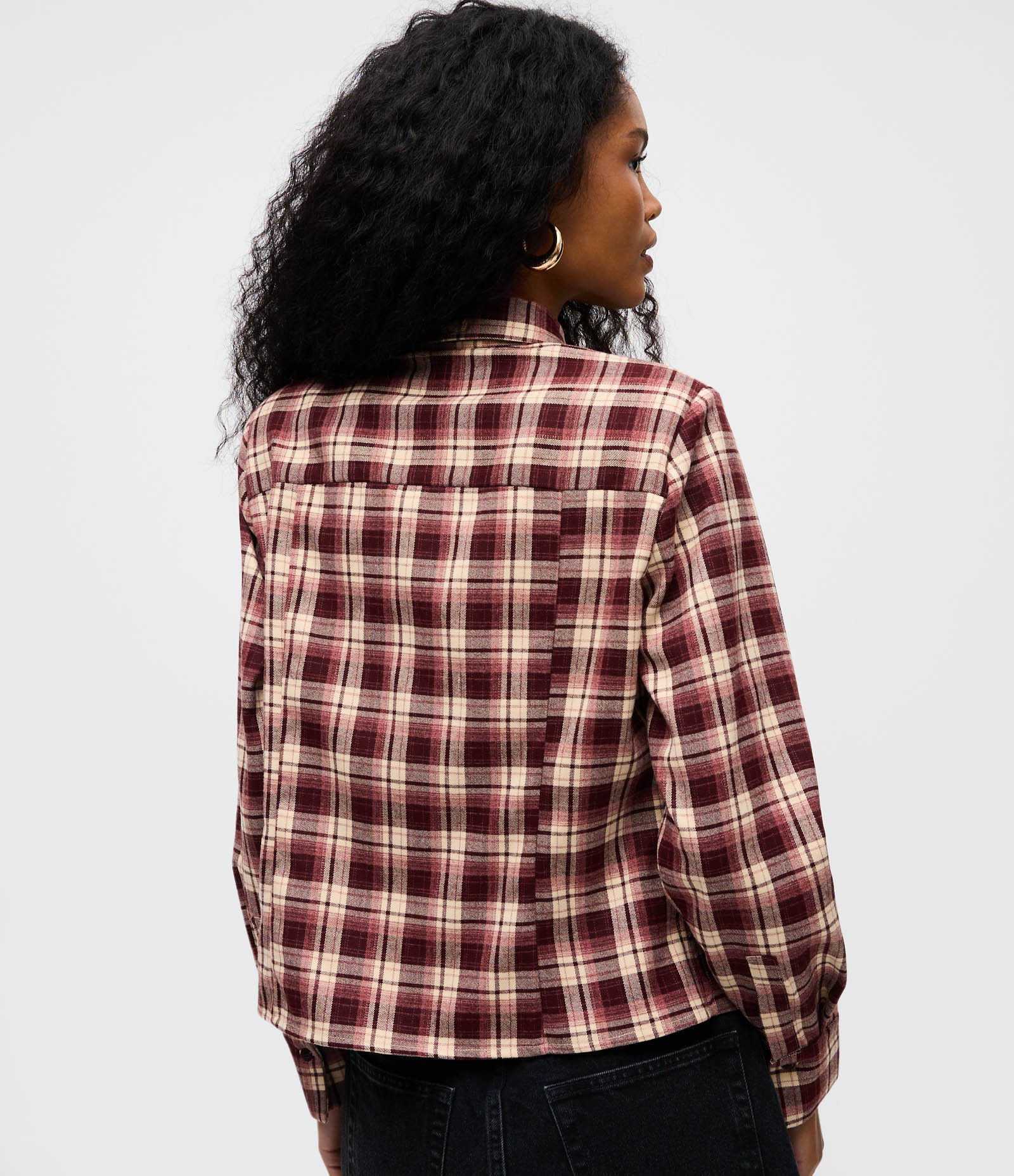 Camisa Xadrez em Tricoline com Bordado de Miçangas Vermelho 4