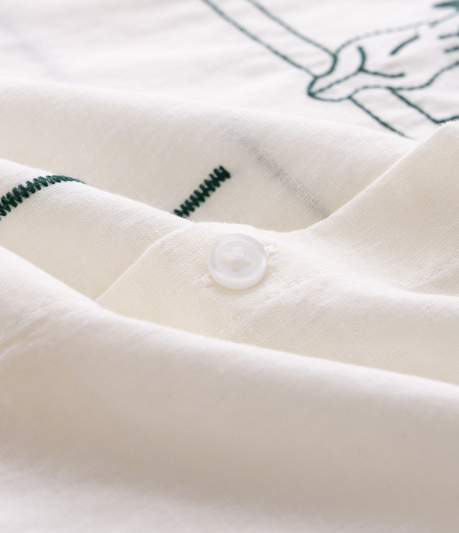 Camisa Linho Bordada Patchwork Mesa de Bar Branco 7