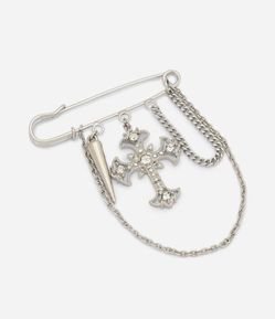 Broche em Metal com Pingente de Cruz