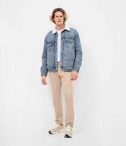 Calça Slim em Sarja Lavada