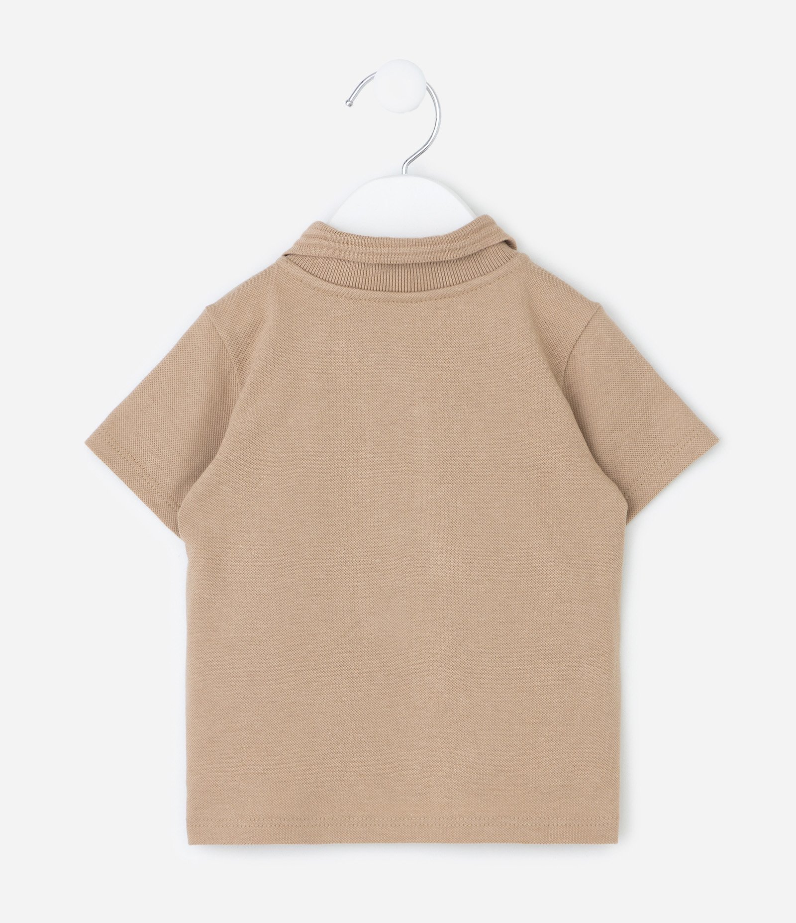 Camiseta Polo Infantil em Piquet Texturizado - Tam RN a 18 Meses Bege 3