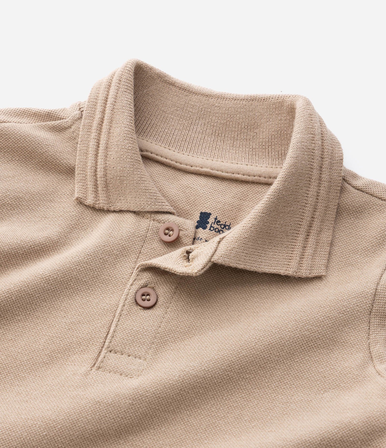 Camiseta Polo Infantil em Piquet Texturizado - Tam RN a 18 Meses Bege 5