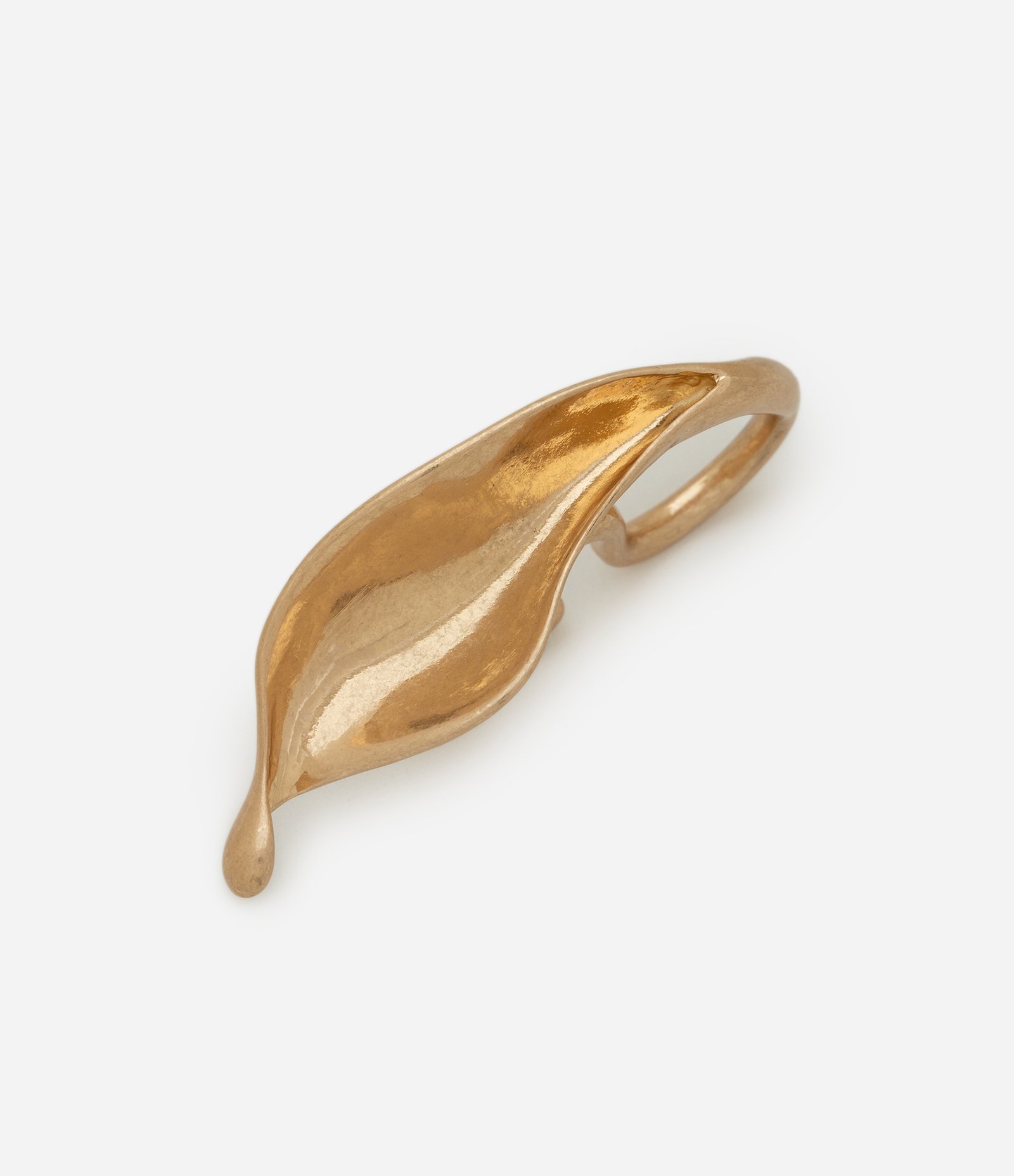 Maxi Anel em Metal com Formato de Pétala Dourado 2