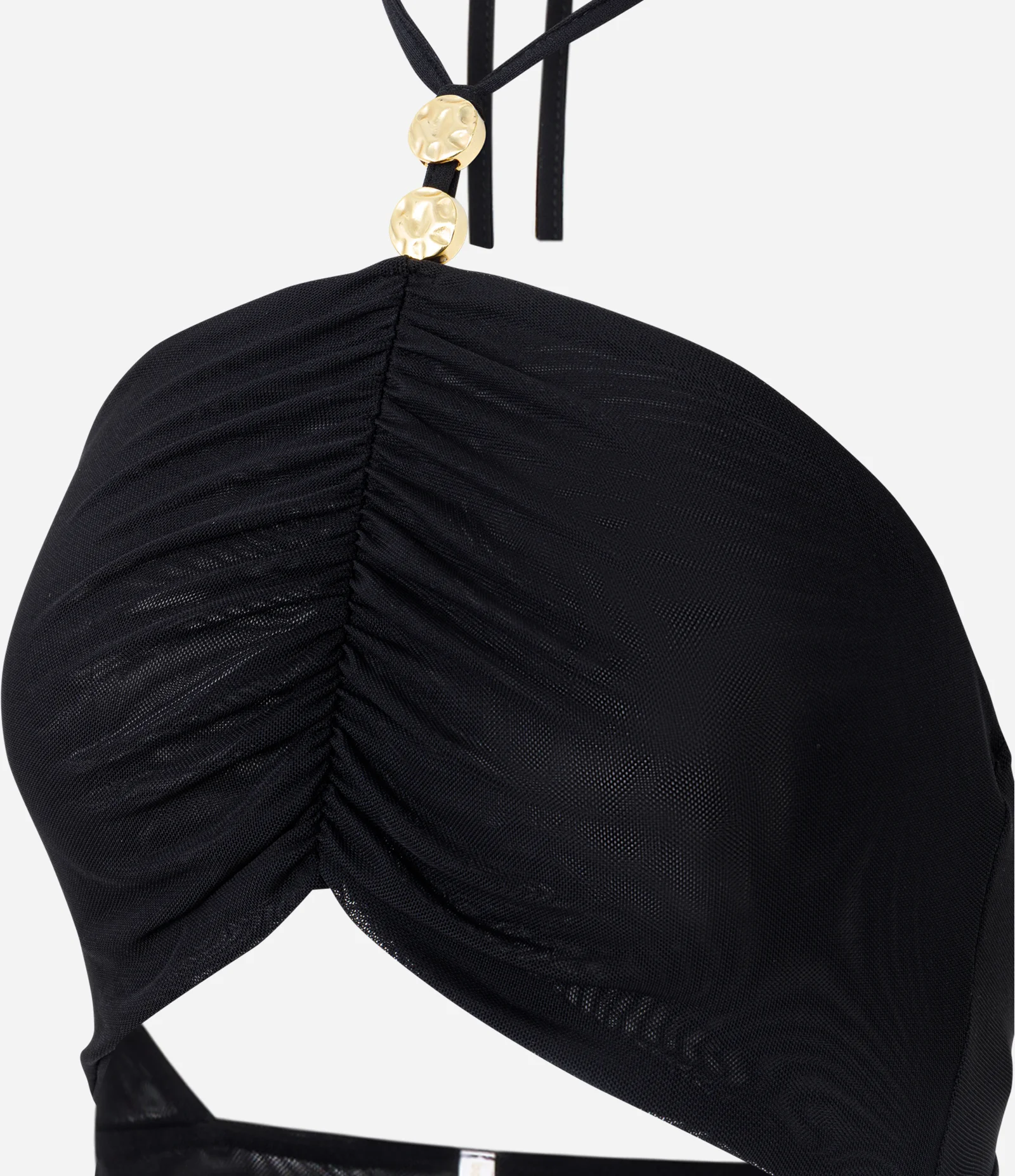 Vestido Longo em Tule com Recorte Frontal Preto 2