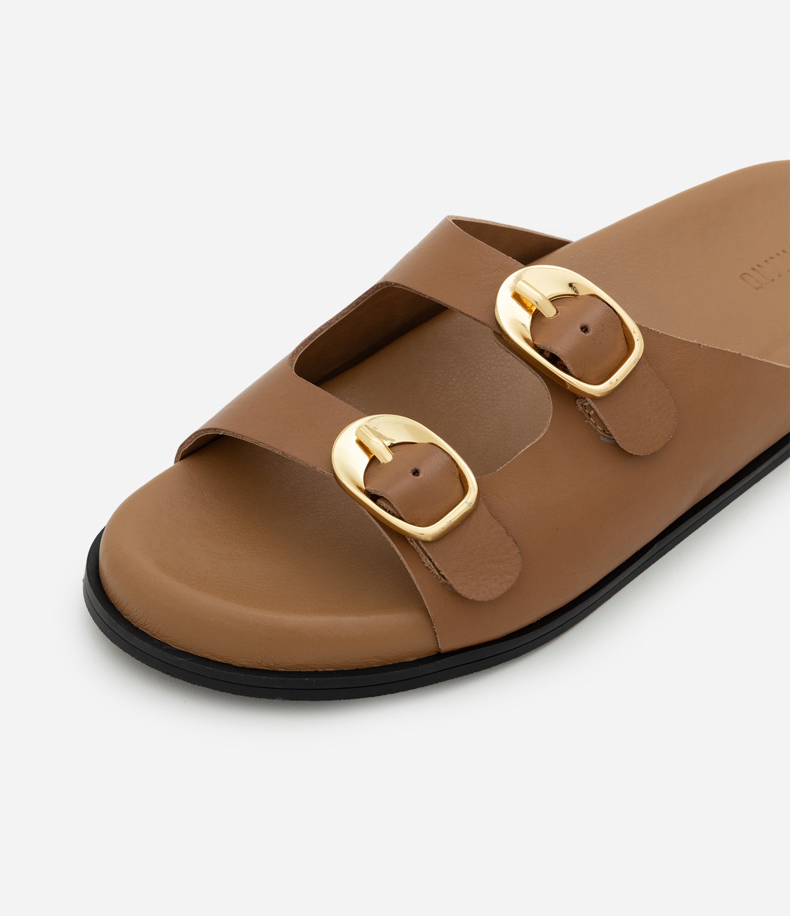 Rasteira em Couro com Tiras Largas Paralelas Marrom 4