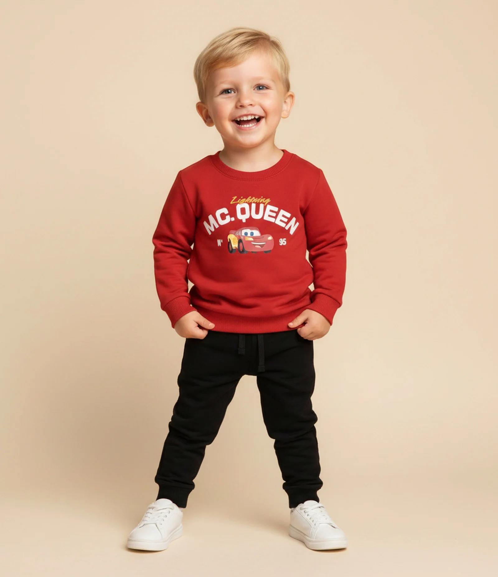 Conjunto Infantil Moletom Carros com Felpa - Tam 2 a 6 Anos Vermelho 1