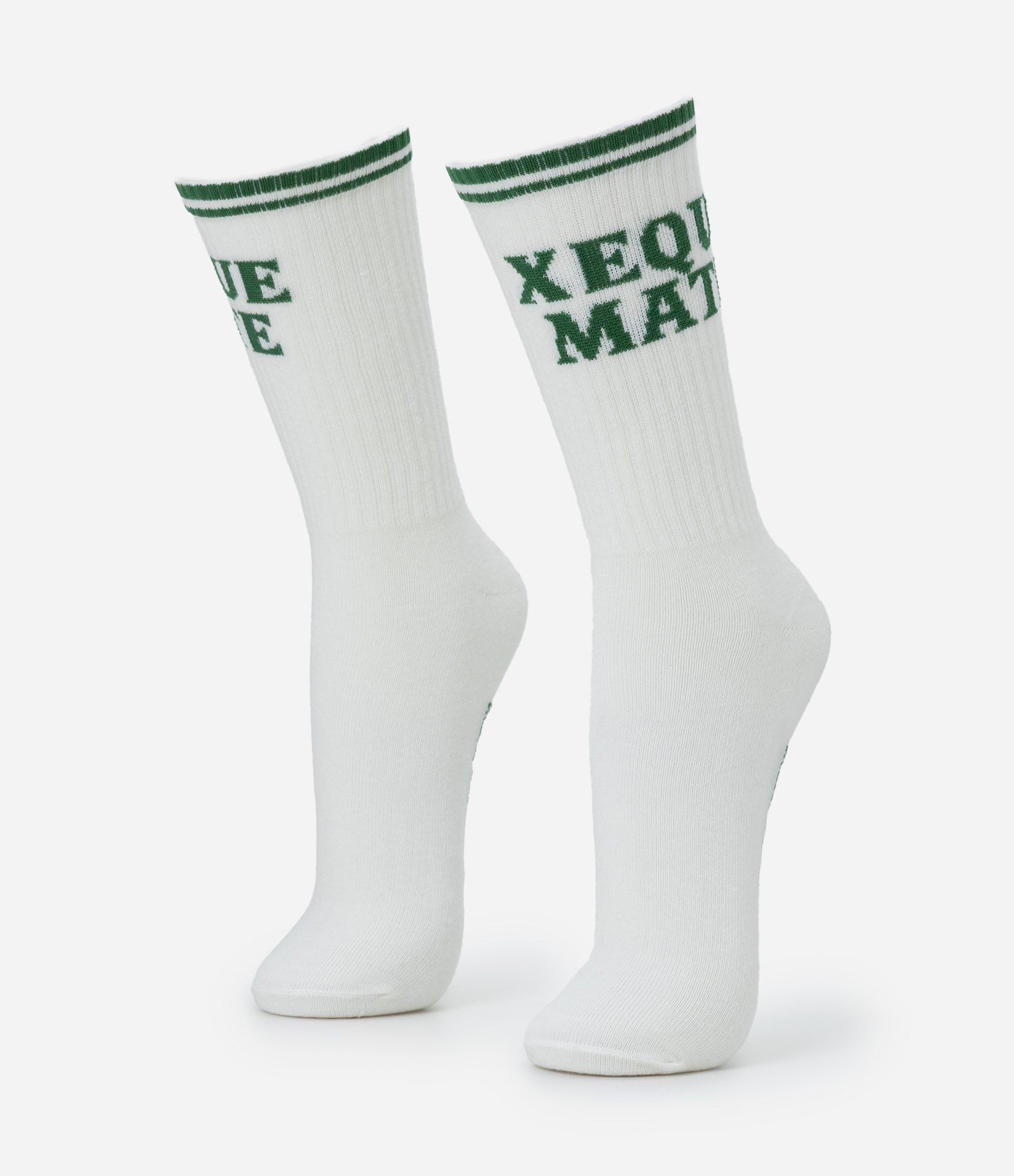 Meia Cano Longo em Algodão Com Estampa Xeque Mate Branco 1