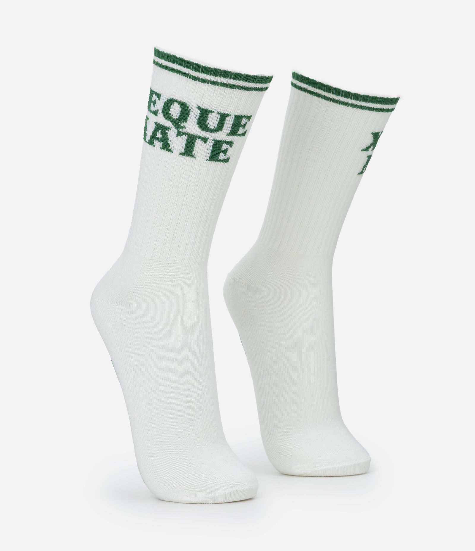 Meia Cano Longo em Algodão Com Estampa Xeque Mate Branco 2