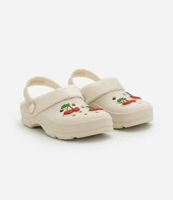 Sandália Infantil Babuche com Pelinhos e Patch Cereja – Tam 25/26 a 33/34