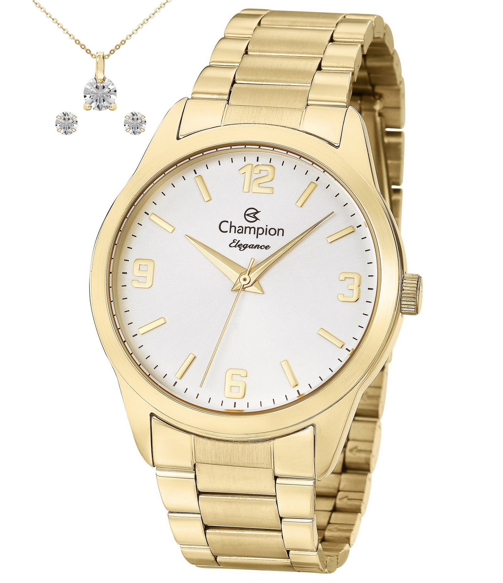 Kit Relógio Analógico Champion Aço CN26153W Dourado 1
