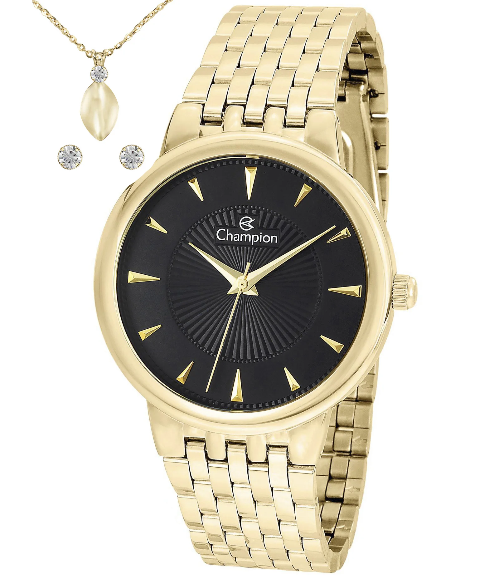 Kit Relógio Analógico Champion Aço CN20515K Dourado 1