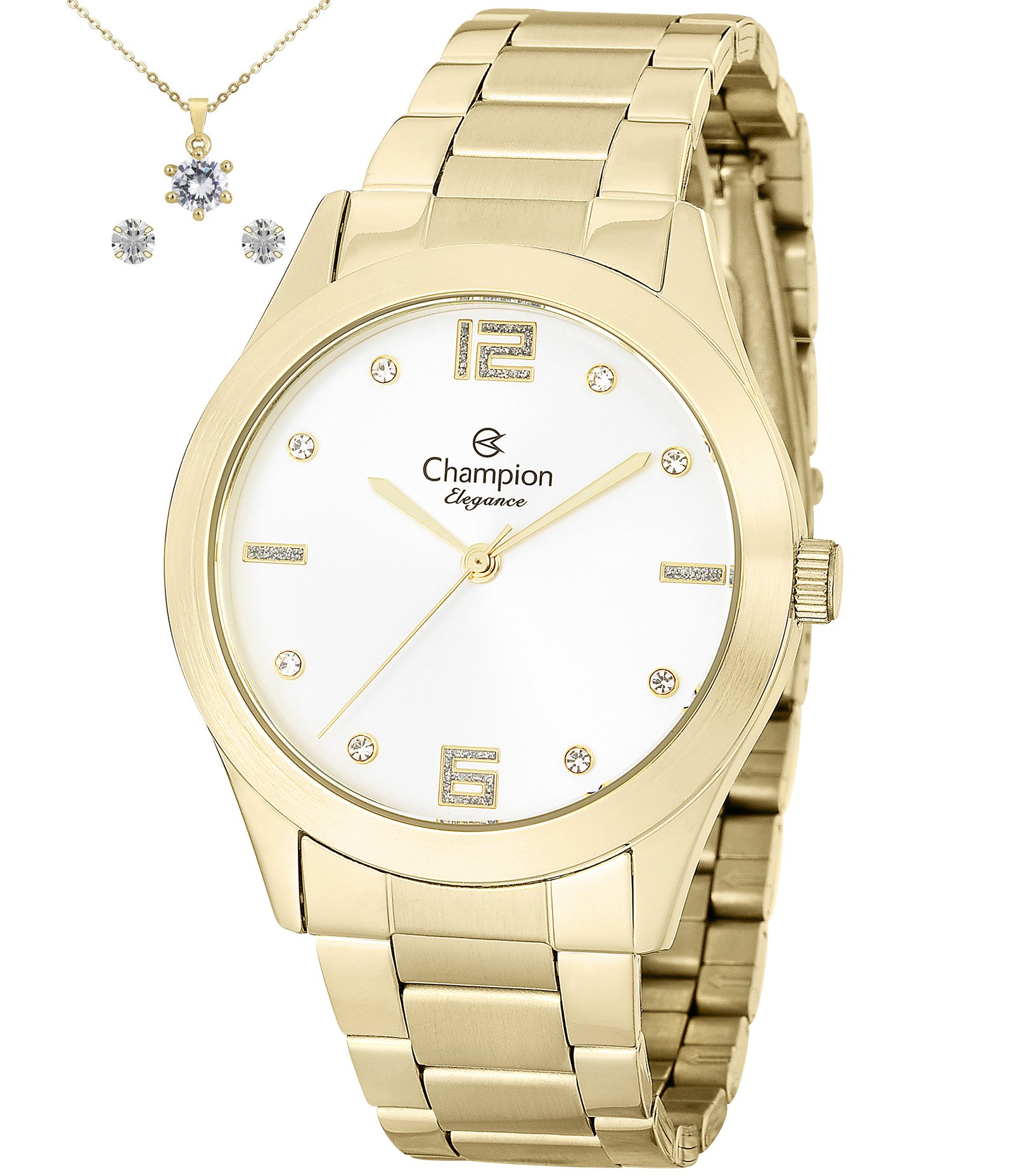Kit Relógio Analógico Champion Aço Modelo CN25145W Dourado 1