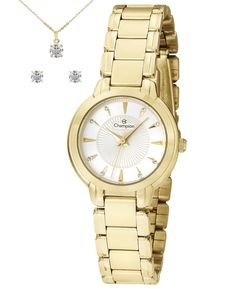 Kit Relógio Analógico Champion em Aço CH24937W     