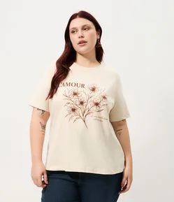 Blusa Flores com Miçangas Curve & Plus Size