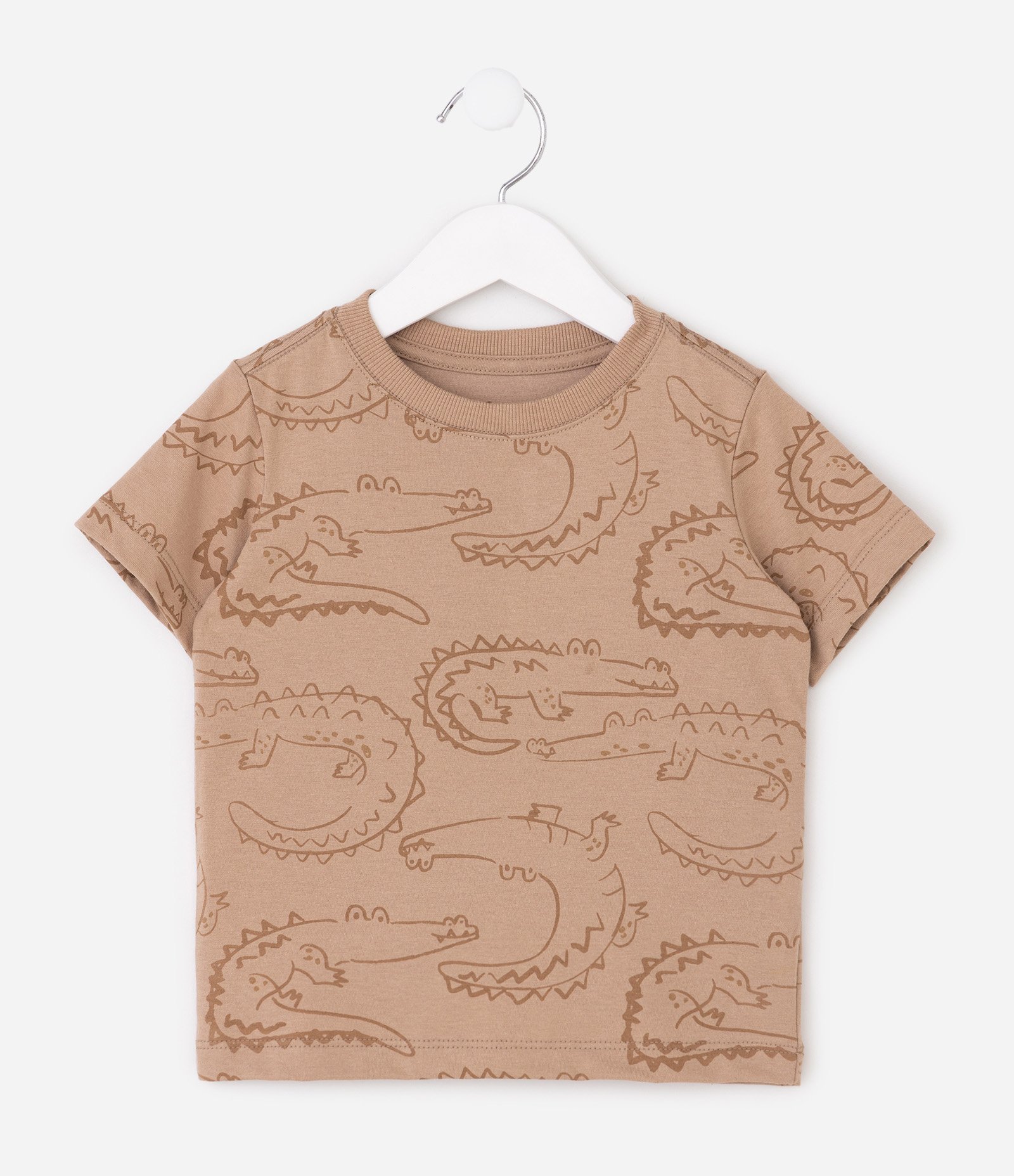 Camiseta Infantil Estampa Jacarés- Tam 1 a 6 Anos Marrom 2