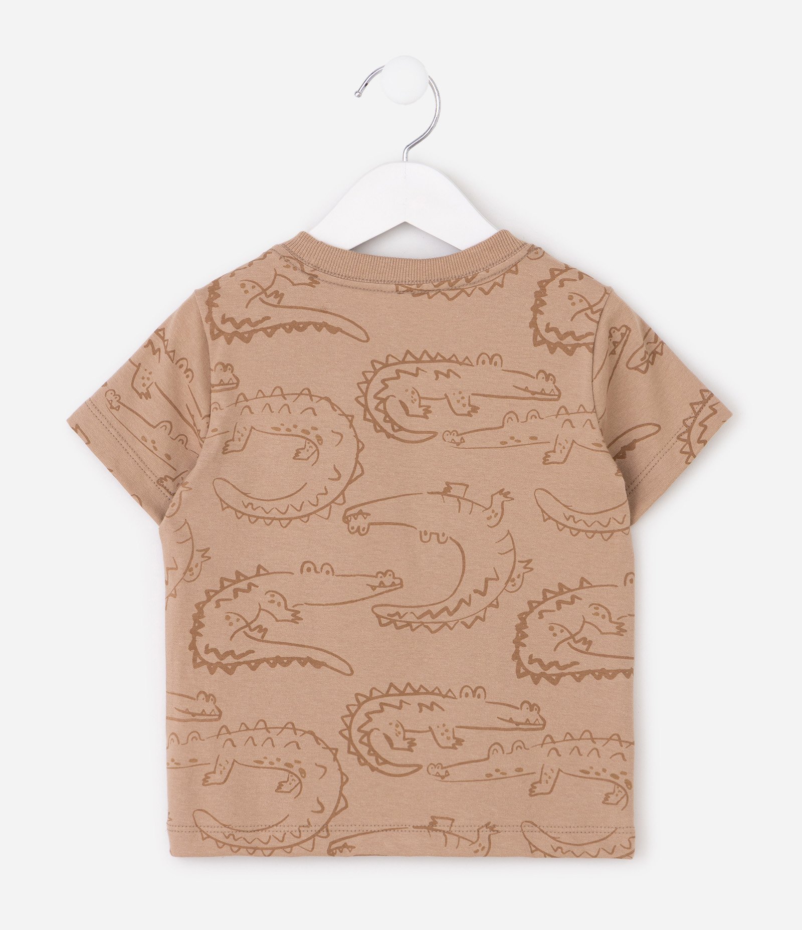 Camiseta Infantil Estampa Jacarés- Tam 1 a 6 Anos Marrom 3