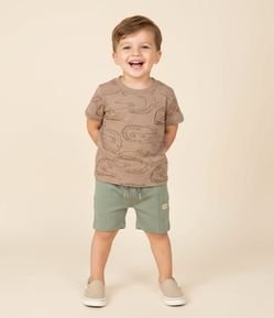 Camiseta Infantil Estampa Jacarés- Tam 1 a 6 Anos