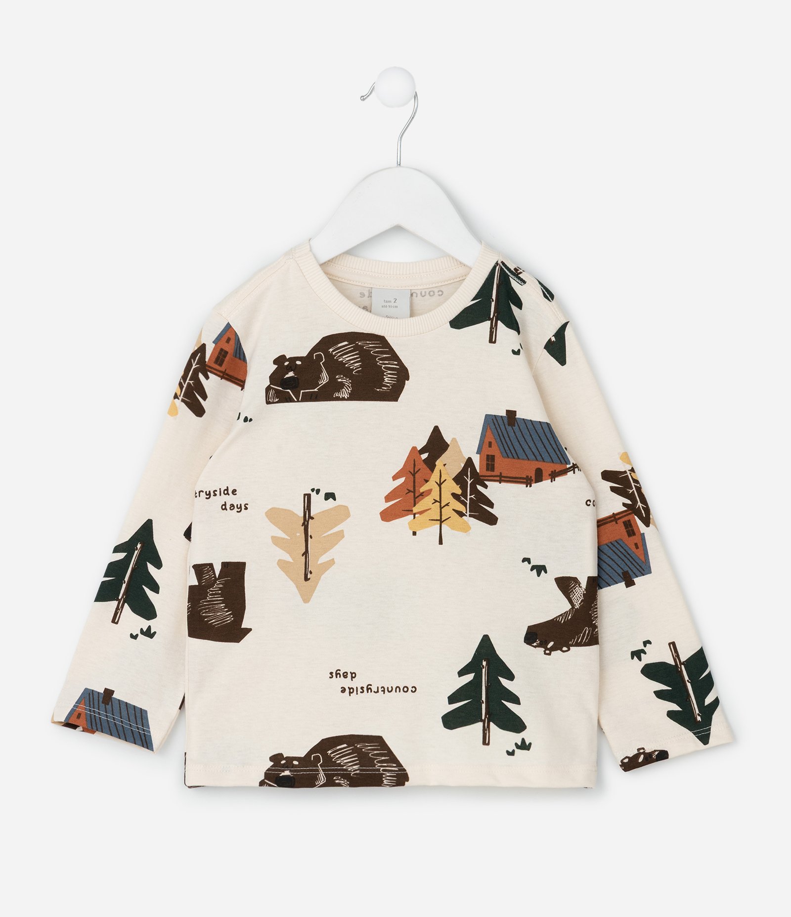 Camiseta Infantil com Estampa Florestinha – Tam 1 a 5/6 Anos Off White 1
