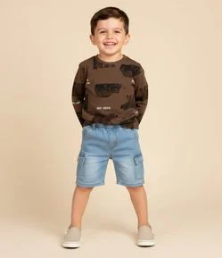 Camiseta Infantil com Estampa Ursos Full Print – Tam 1 a 6 Anos