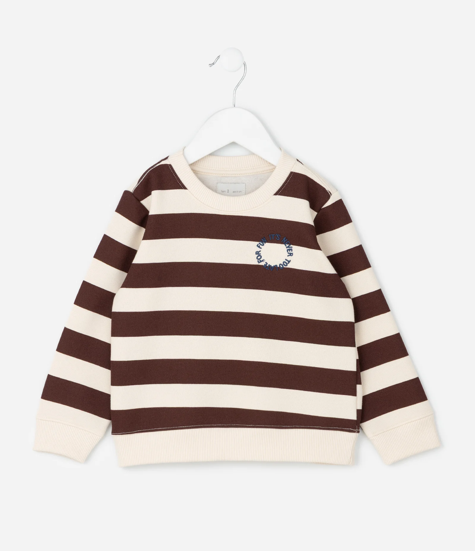 Casaco Infantil Listrado com Bordado – Tam 1 a 6 Anos Marrom/Bege 1