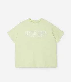 Camiseta Oversized Philadelphia com Estampa Puff Curve & Plus Size