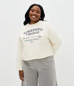 Casaco Cropped em Moletom com Patch Chenille Curve & Plus Size