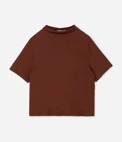 Blusa Ribana Manga Curta com Gola Alta Curve & Plus Size