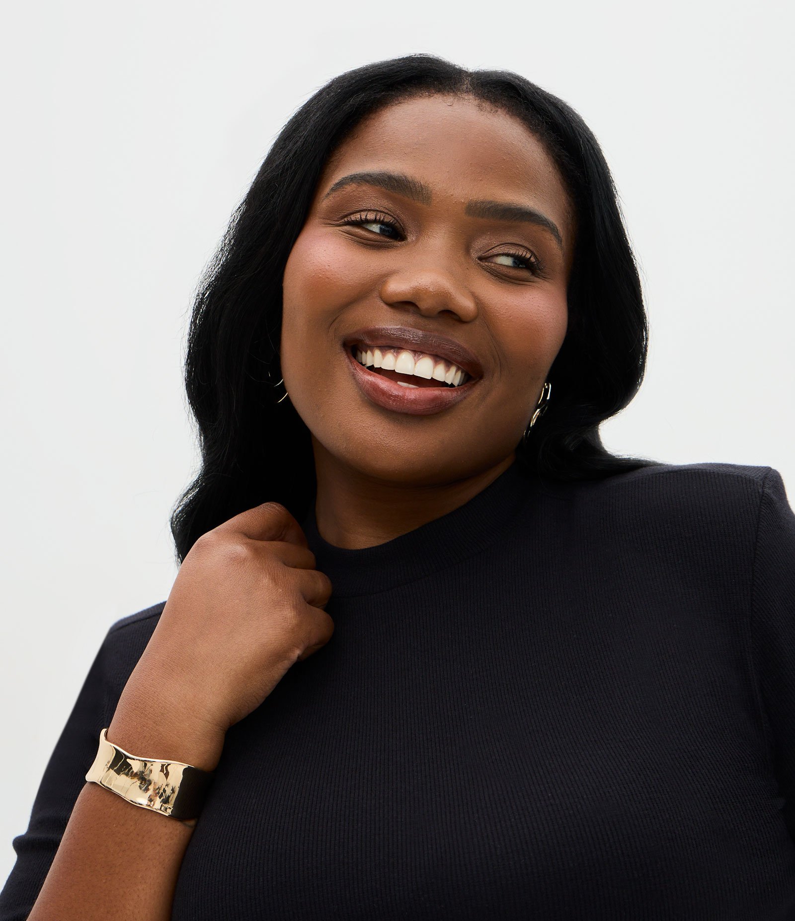 Blusa Manga Curta em Ribana Curve & Plus Size Preto 3