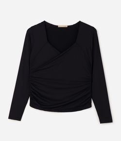 Blusa Manga Longa com Decote Transpassado Curve & Plus Size