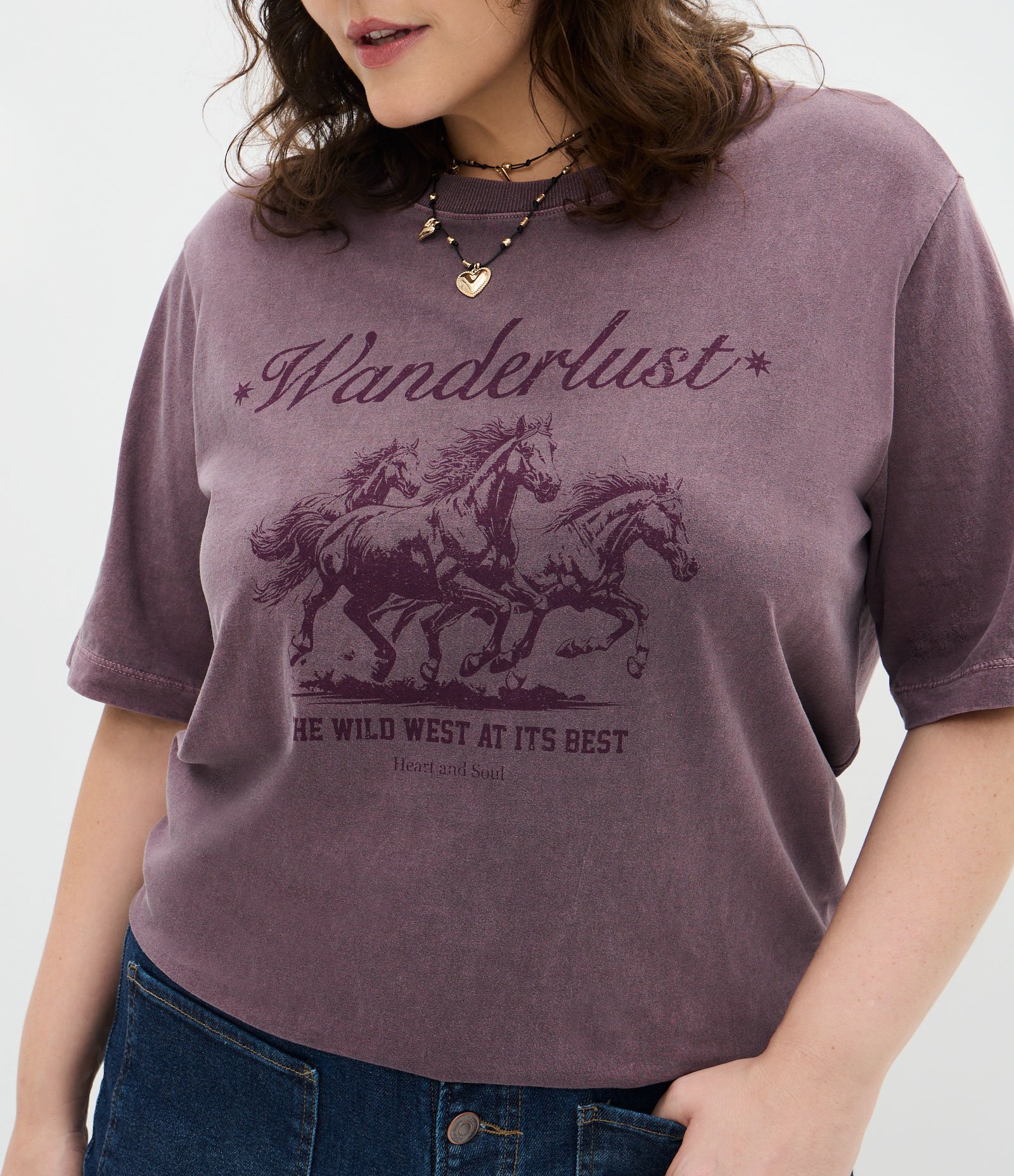 Camiseta Alongada com Estampa e Estonada Curve & Plus Size Roxo 4