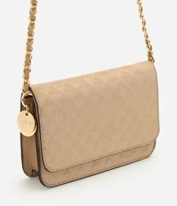 Bolsa Pequena Estruturada em Suede com Alça Corrente