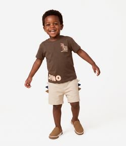 Camiseta Infantil com Estampa Dinossauro e Lettering em Gel – Tam 1 a 6 Anos
