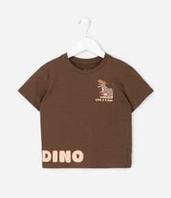 Camiseta Infantil com Estampa Dinossauro e Lettering em Gel – Tam 1 a 6 Anos