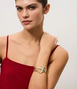 Bracelete Rígido em Metal com Design Orgânico