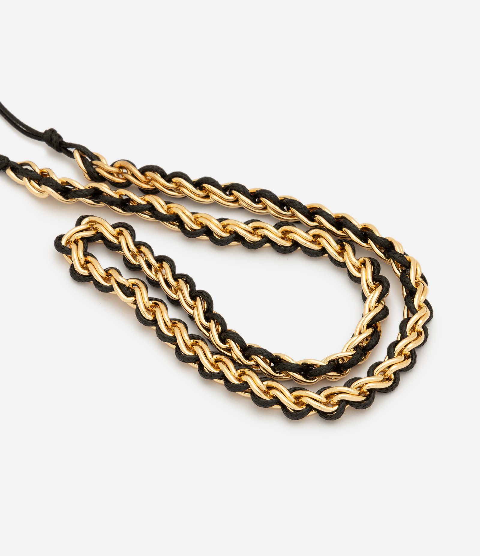 Colar Deslizante com Correntaria Trançada Dourado 2