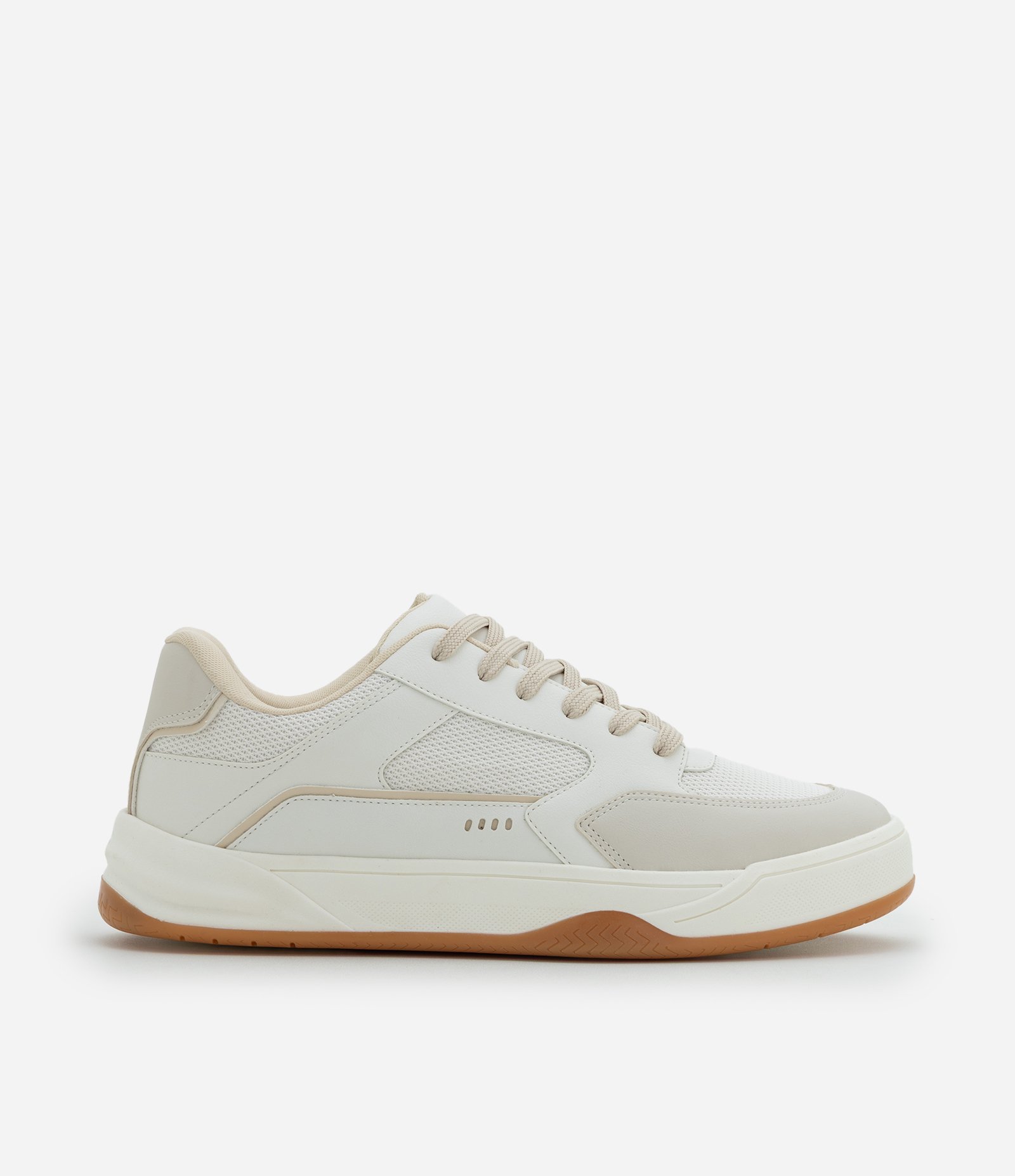 Tênis Sintético Street com Cadarço e Recortes Branco 1