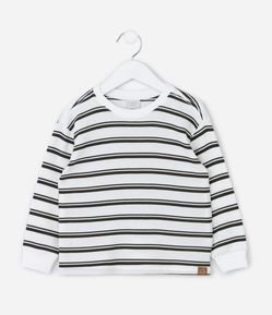 Camiseta Infantil Listrada com Malha Texturizada – Tam 1 a 6 Anos