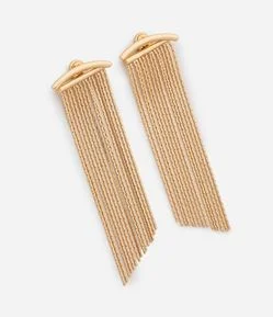 Brinco Ear Jacket Longo com Franjas em Metal
