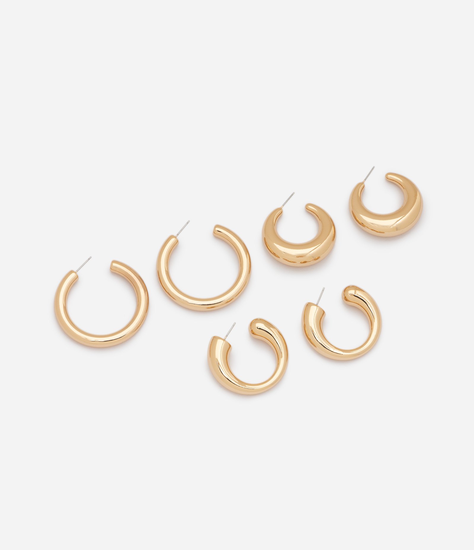 Kit 03 Argolas com Espessuras Variadas Dourado 1