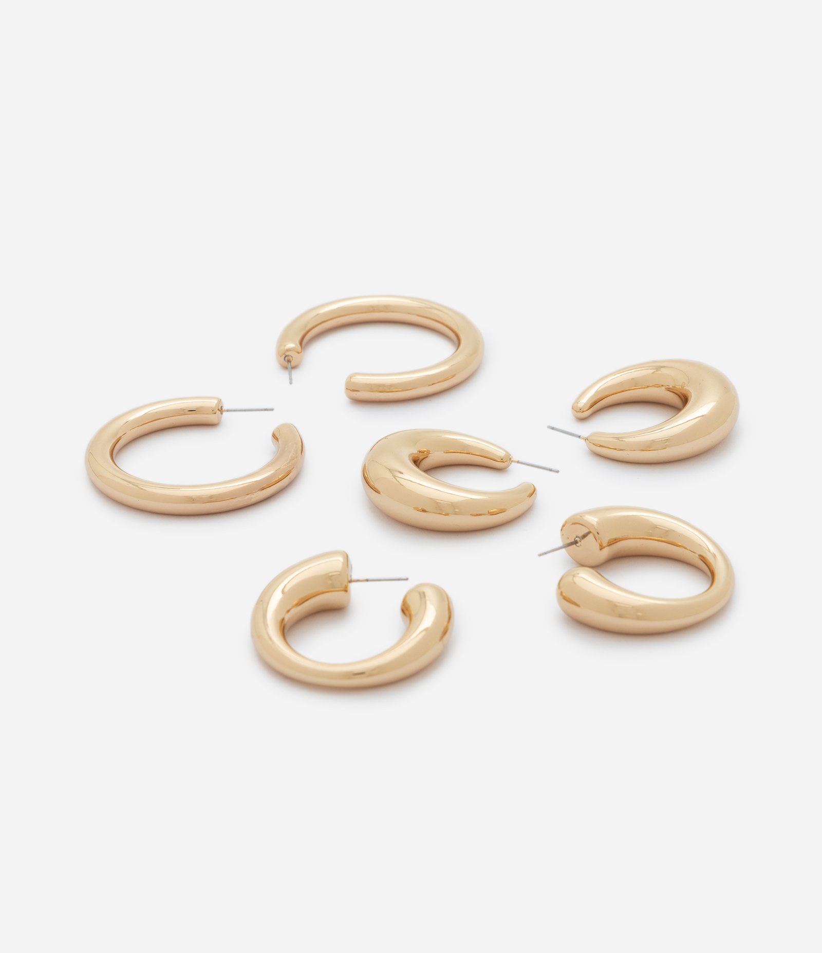 Kit 03 Argolas com Espessuras Variadas Dourado 2