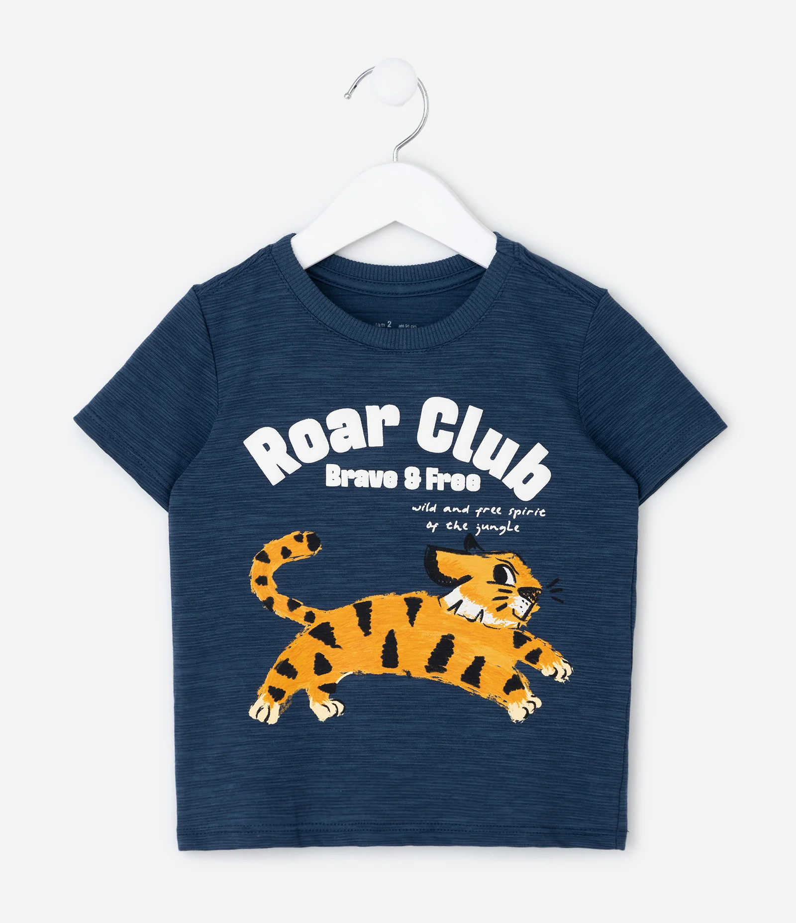 Camiseta Infantil em Algodão com Estampa Tigre - Tam 1 a 6 Anos Azul 1