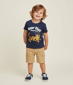 Camiseta Infantil em Algodão com Estampa Tigre - Tam 1 a 6 Anos